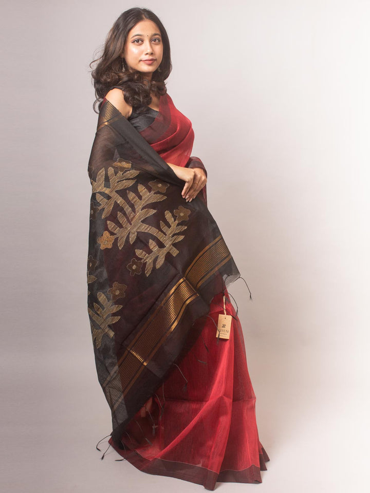 Silk Linen Saree- 0003 Saree AEVUM