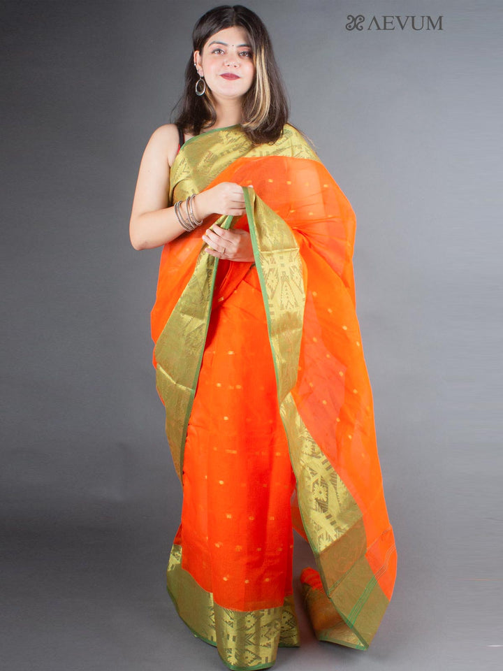 Bengal Cotton Zari Tant Handloom Saree Without Blouse Piece - 0022 Saree AEVUM