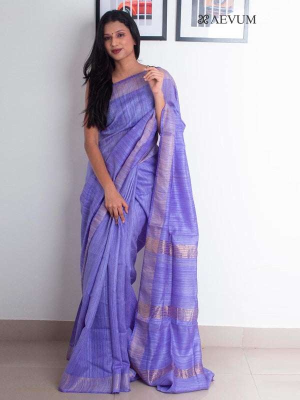 Tussar Gicha Silk Saree with Zari border - 0035 Saree Ajay Kumar   