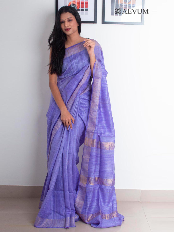 Tussar Gicha Silk Saree with Zari border - 0035 Saree Ajay Kumar   