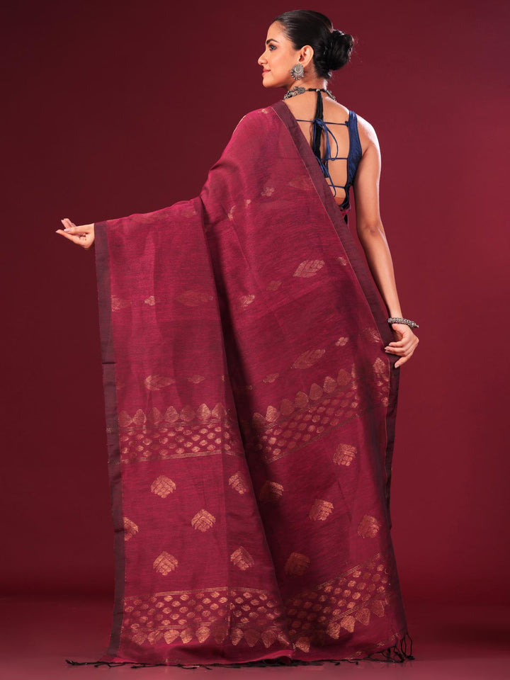 Organic Linen handloom Saree with blouse piece - 0042 Saree AEVUM