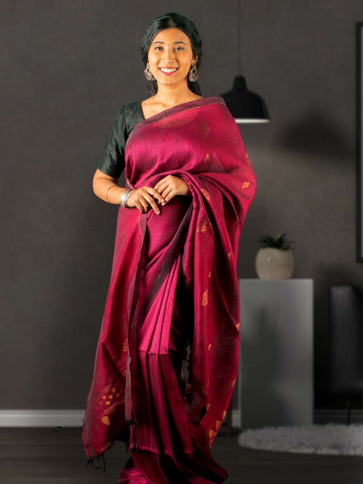 Organic Linen handloom Saree with blouse piece - 0042 Saree Dipanwita   