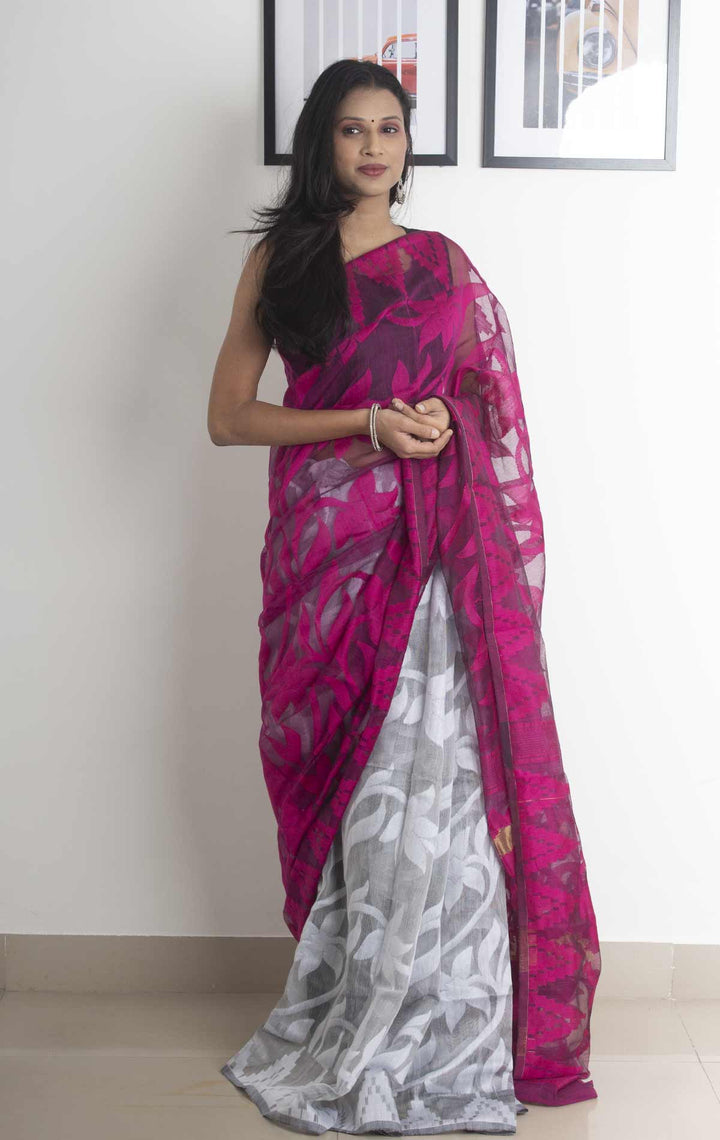 Paddo Dhakai Jamdani Saree without Blouse Piece - 2171 Saree Anita Kuthir   