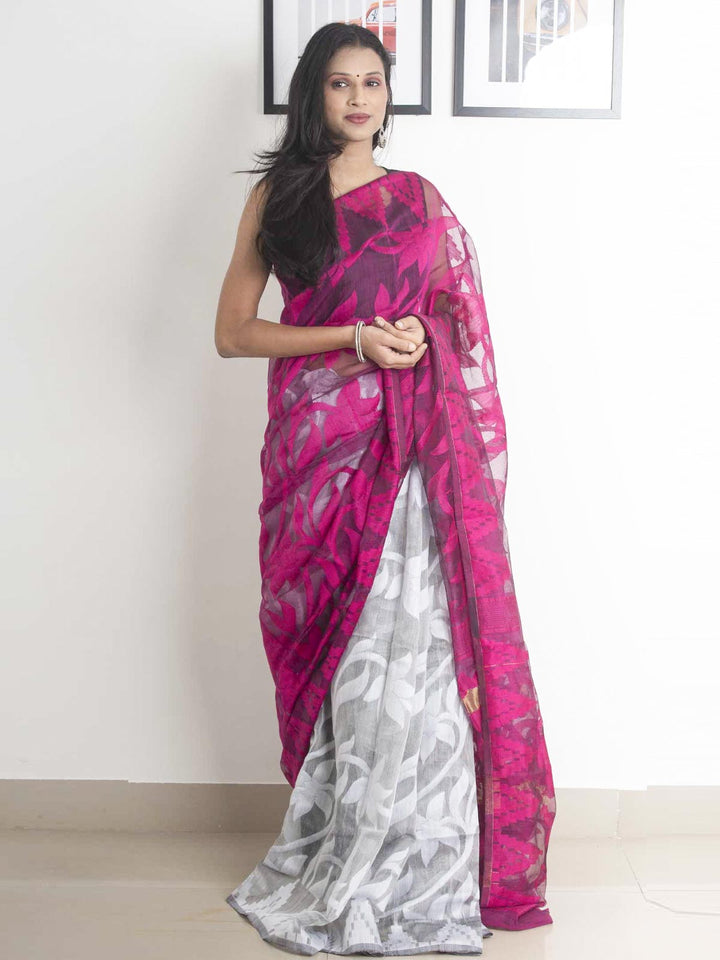 Paddo Dhakai Jamdani Saree without Blouse Piece - 2171 Saree AEVUM