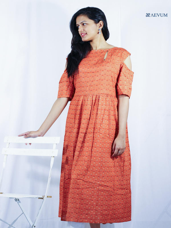 Cotton off shoulder Anarkali kurta - 0105 Kurti AEVUM