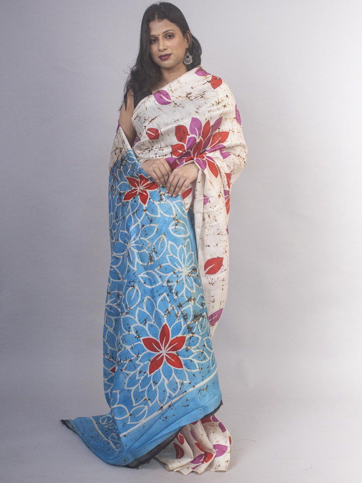 Bishnupur Pure Silk Batik/Wax Print Saree with Blouse Piece - 0245 Saree Riya's Collection   