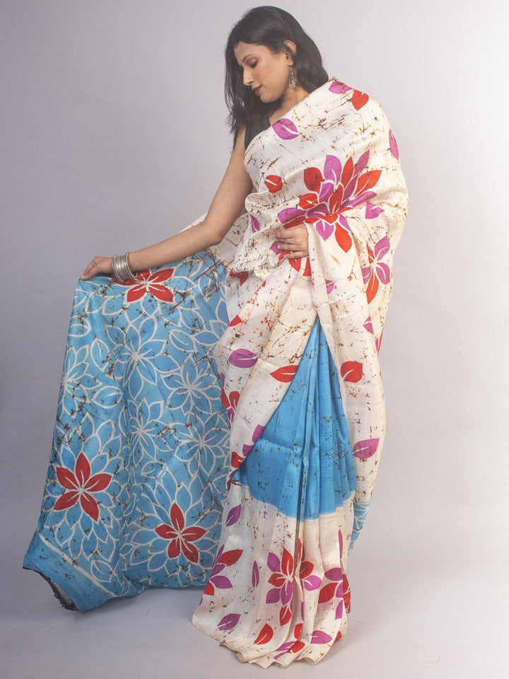 Bishnupur Pure Silk Batik/Wax Print Saree with Blouse Piece - 0245 Saree Riya's Collection   