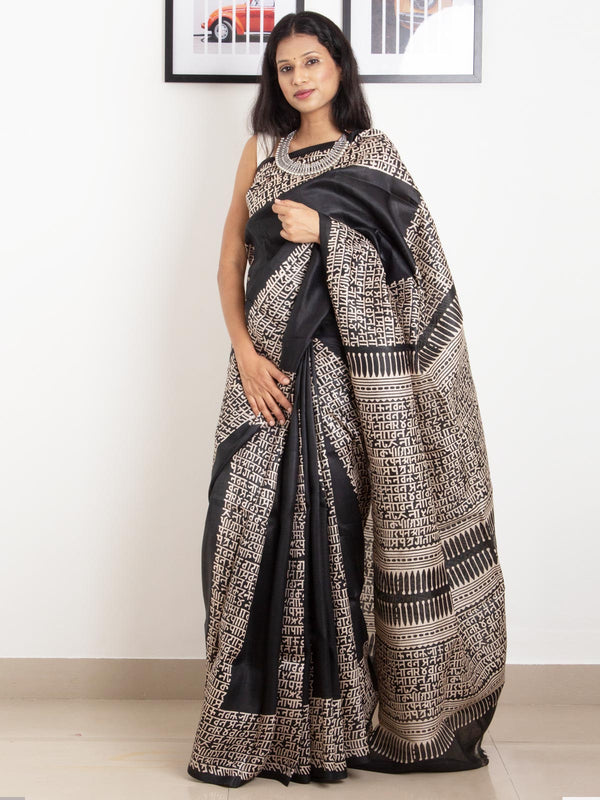 Bishnupur Hand Block Printed Pure Silk with Silk Mark Saree - 0250 Saree AEVUM