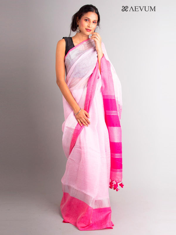 Pure Linen Mahapar Saree with Blouse Piece - 0301 Saree AEVUM