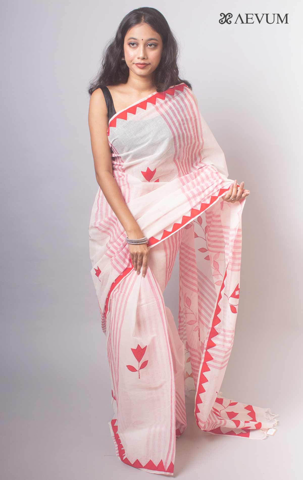 Buy Kerala Cotton Handloom Saree (Applique Work, With Blouse) 12870 |  www.maanacreation.com