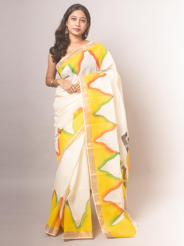 Kerala Cotton Hand Painted Saree - 0389 Saree Riya's Collection   