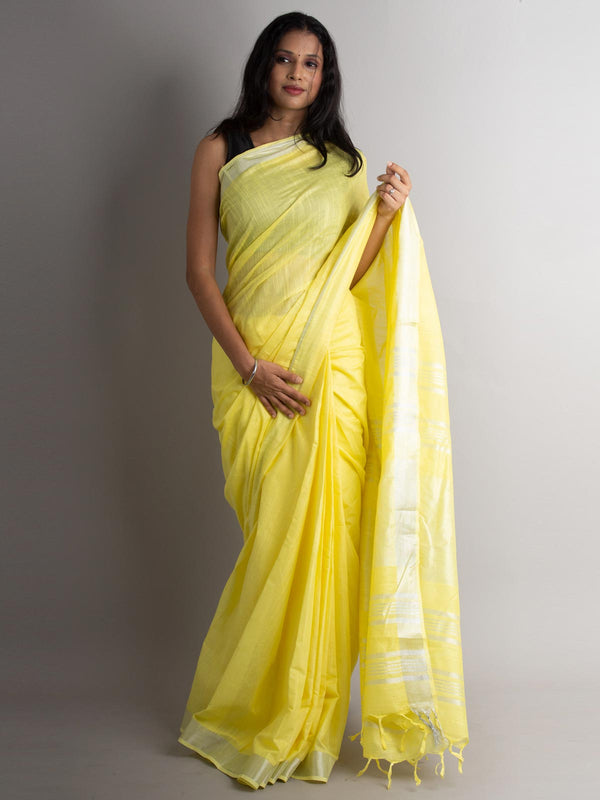 Semi Linen Saree With Blouse Piece - 0410 Saree Tausif   