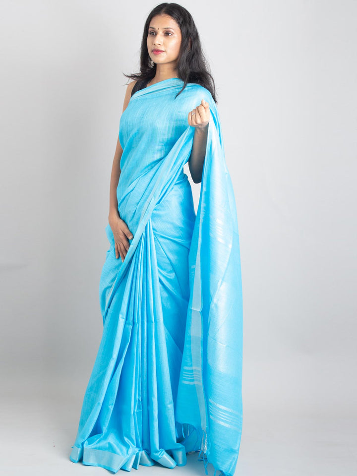 Semi Linen Saree With Blouse Piece - 0412 Saree AEVUM   