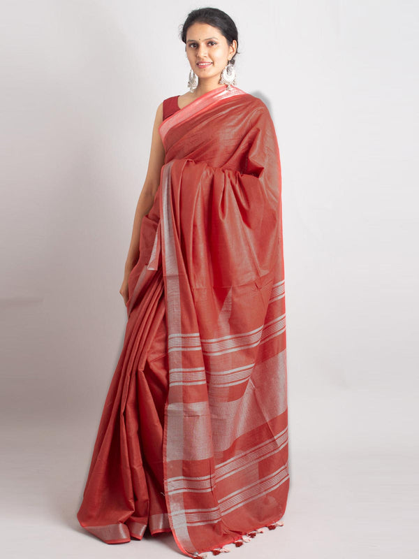 Semi Linen Saree With Blouse Piece - 0414 Saree Meera Roy   