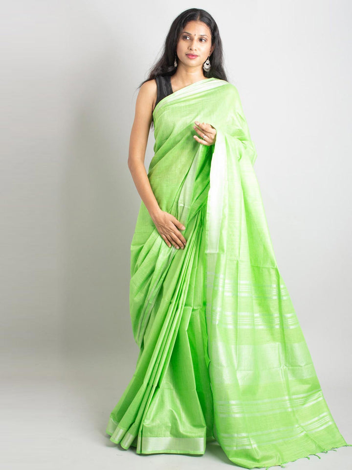 Semi Linen Saree With Blouse Piece - 0415 Saree AEVUM   