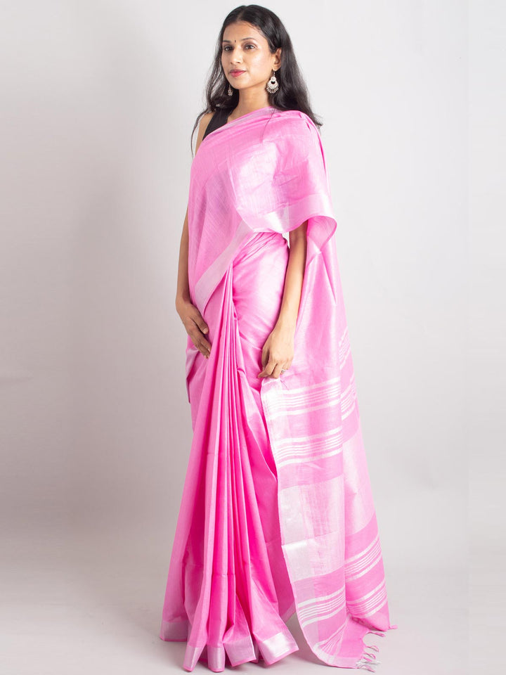 Semi Linen Saree With Blouse Piece - 0417 Saree AEVUM   