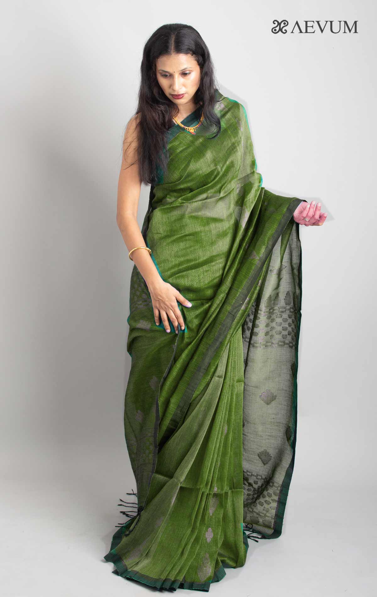 Pure Organic Linen Handloom Red Saree | Artisan Glory | Online Shopping