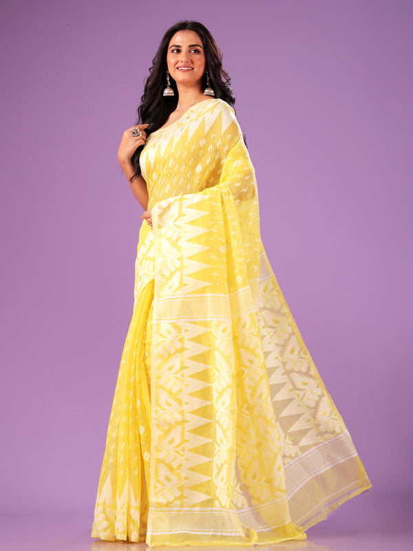 Soft Dhakai Jamdani without Blouse Piece - 0444 Saree AEVUM