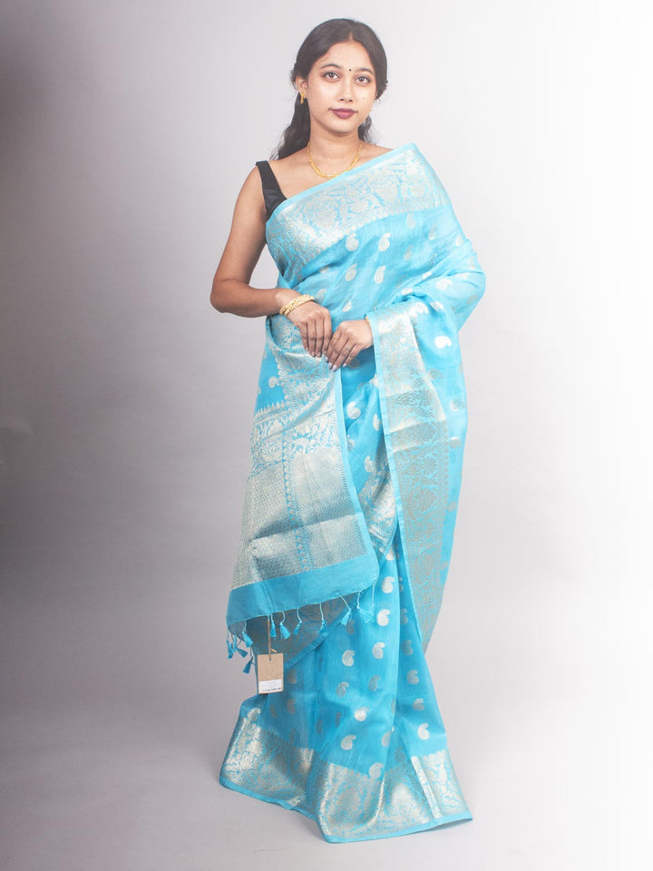 Silk Linen Banarasi Handloom Saree - 0450 Saree AEVUM