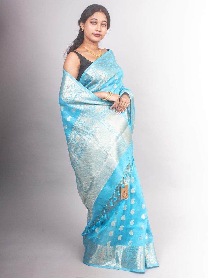 Silk Linen Banarasi Handloom Saree - 0450 Saree AEVUM