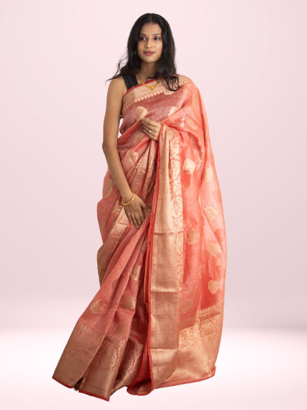 Silk Linen Banarasi Handloom Saree - 0451 Saree Sarala Devi   