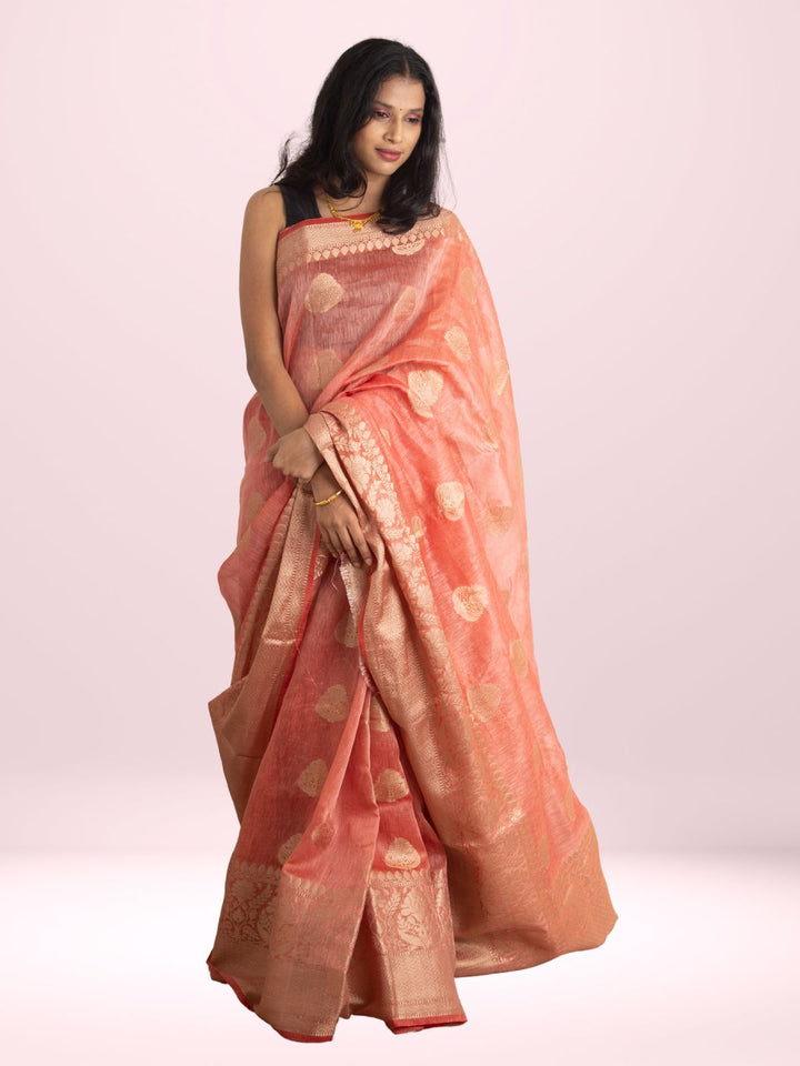 Silk Linen Banarasi Handloom Saree - 0451 Saree Sarala Devi   