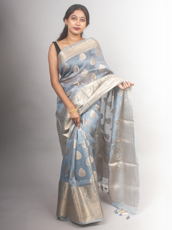 Silk Linen Banarasi Handloom Saree - 0452 Saree AEVUM