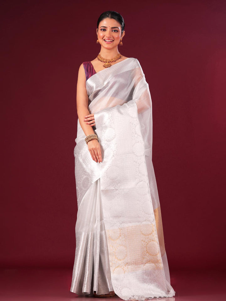 Silver Tissue Banarasi Saree - 0462 Saree AEVUM