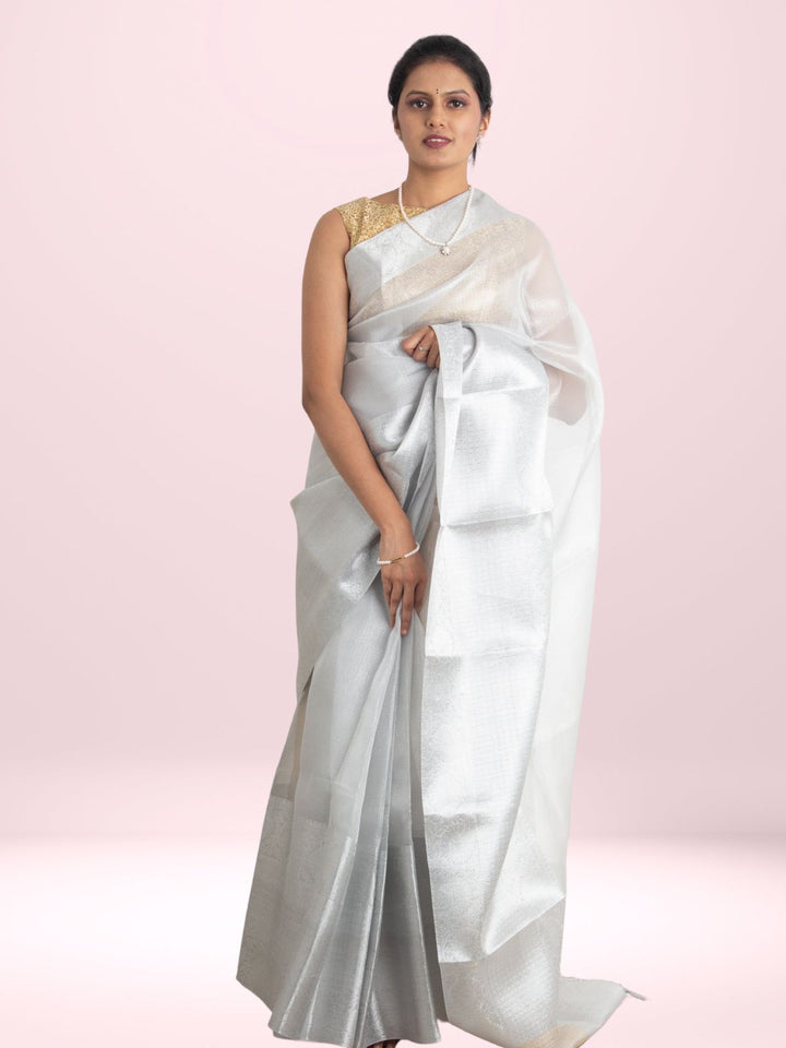 Silver Tissue Banarasi Saree - 0462 Saree Seratuzzama   