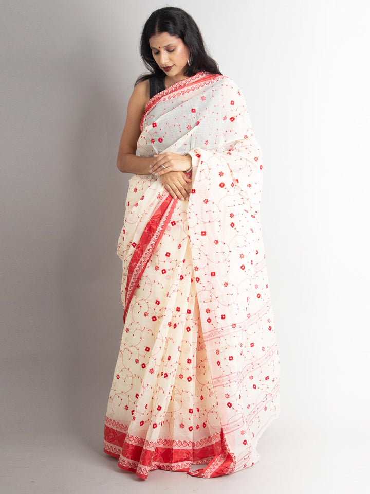 Bengal Cotton Tant Saree with Embroidery - 0464 Saree Riya's Collection