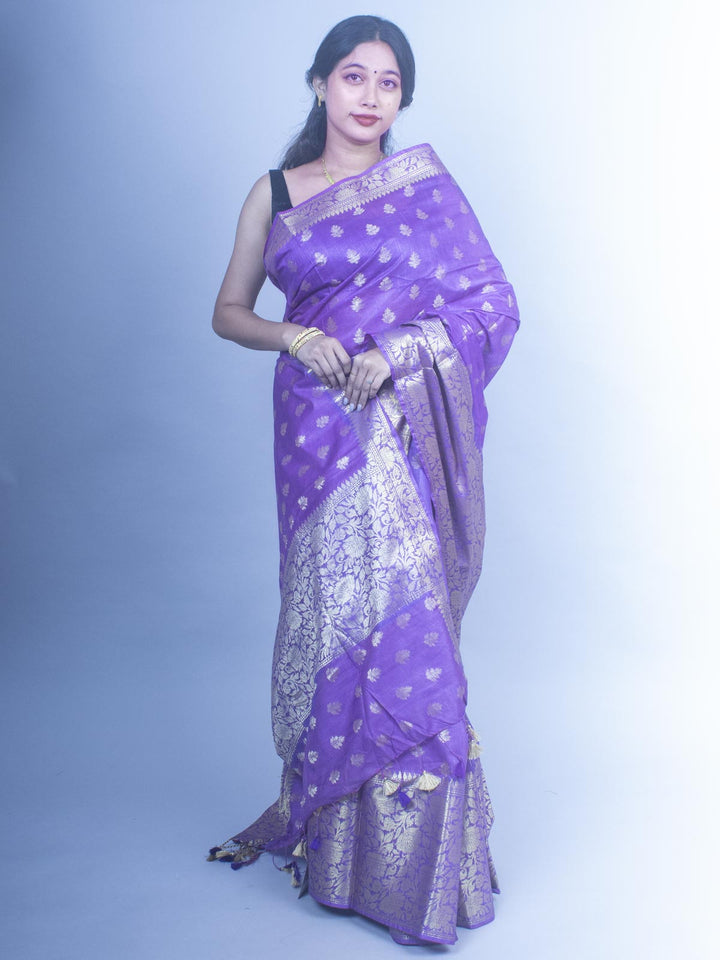 Silk Linen Banarasi Handloom Saree - 0475 Saree AEVUM