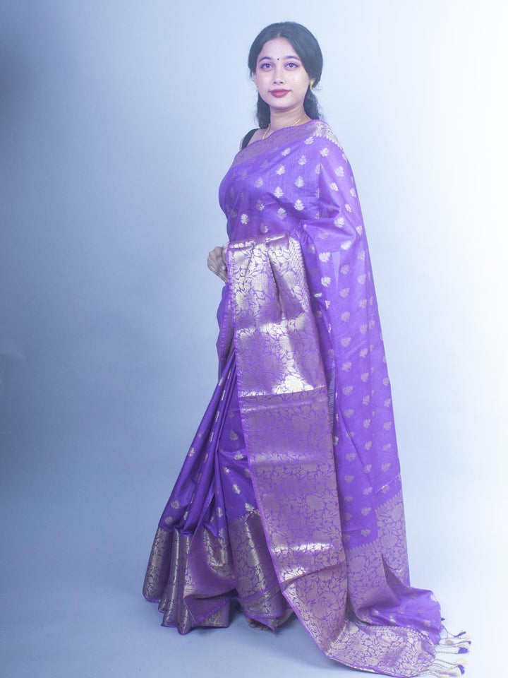 Silk Linen Banarasi Handloom Saree - 0475 Saree AEVUM