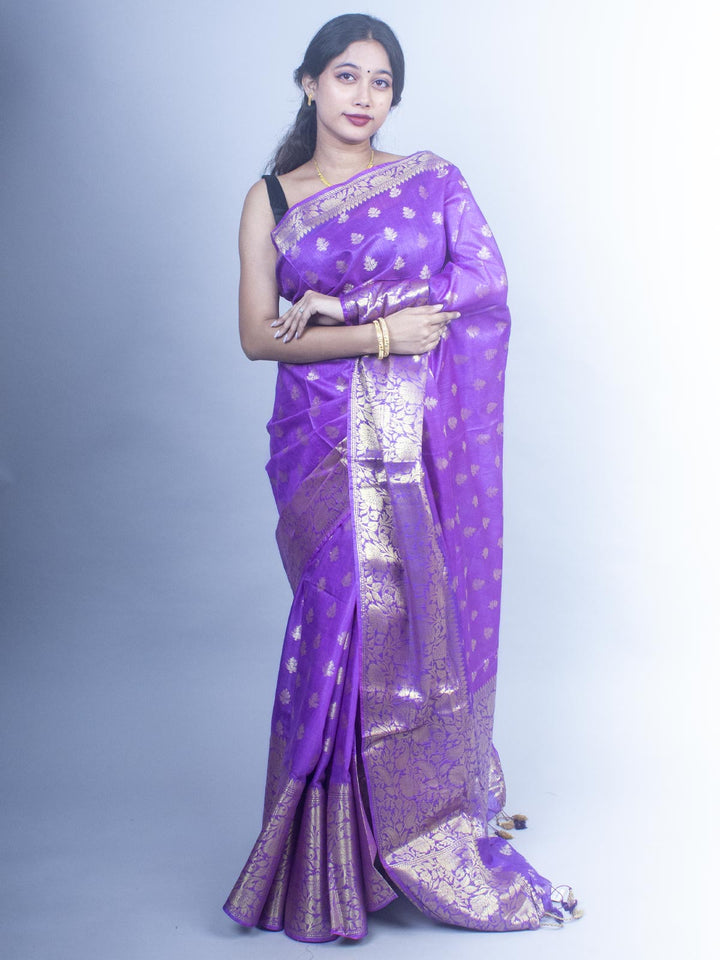 Silk Linen Banarasi Handloom Saree - 0475 Saree AEVUM