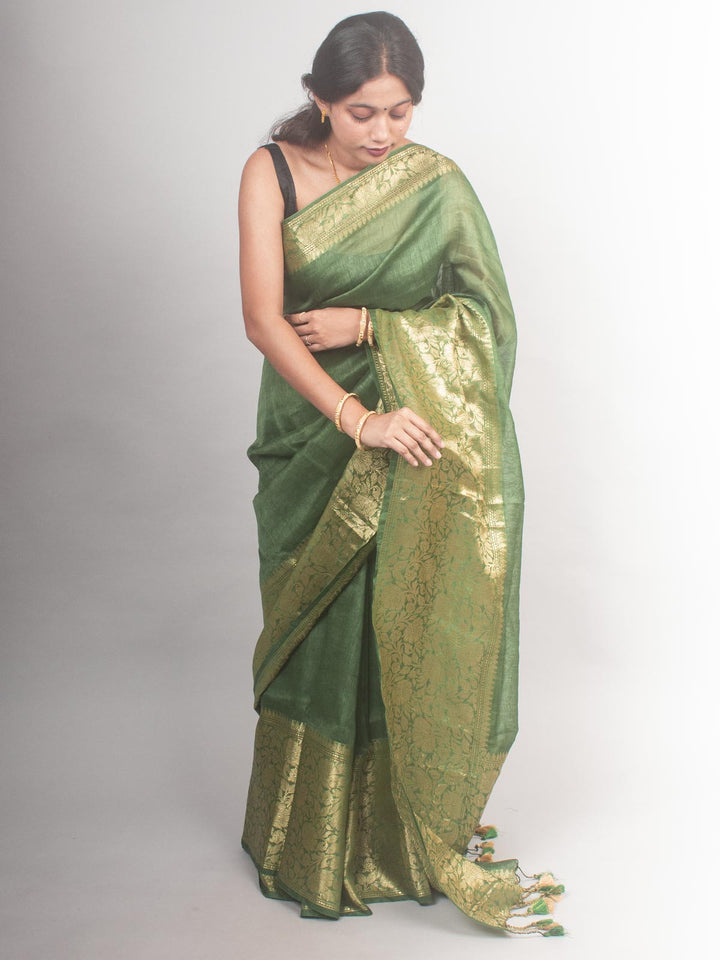 Silk Linen Banarasi Handloom Saree - 0477 Saree Raj Dev Kumar