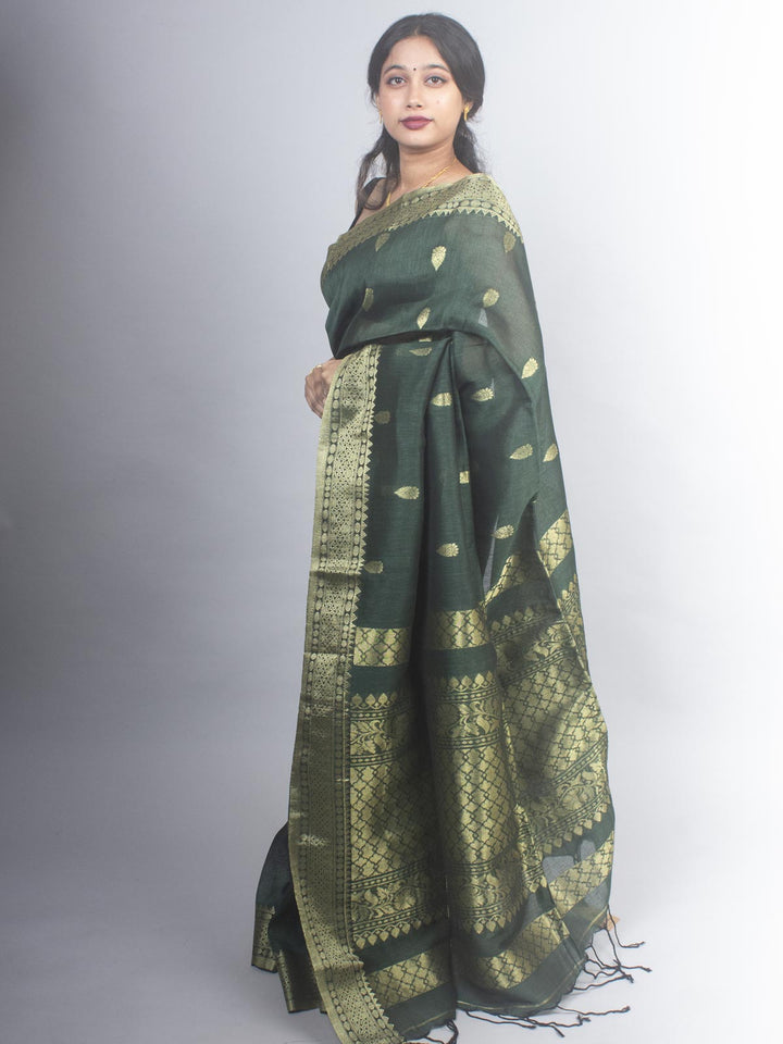 Silk Linen Banarasi Handloom Saree - 0486 Saree Rana Das