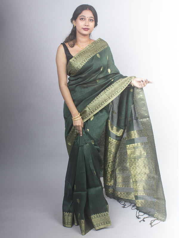 Silk Linen Banarasi Handloom Saree - 0486 Saree AEVUM