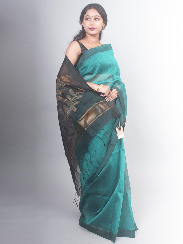 Silk Linen Saree with Blouse Piece - 0489 Saree Rana Das