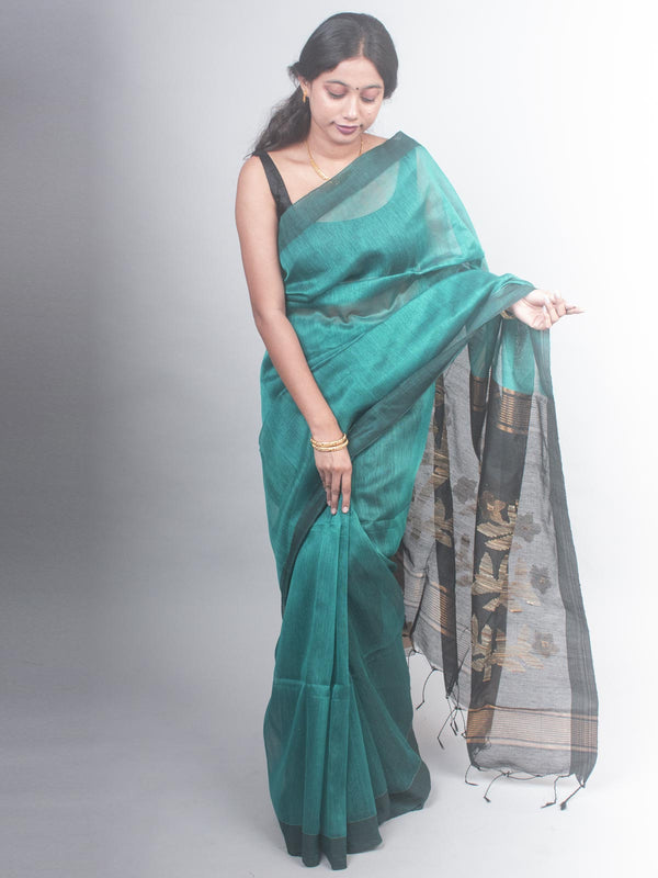 Silk Linen Saree with Blouse Piece - 0489 Saree AEVUM