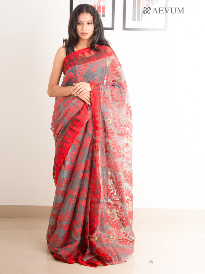 Dhakai Jamdani Khejurchari Saree without Blouse Piece - 0522 Saree AEVUM