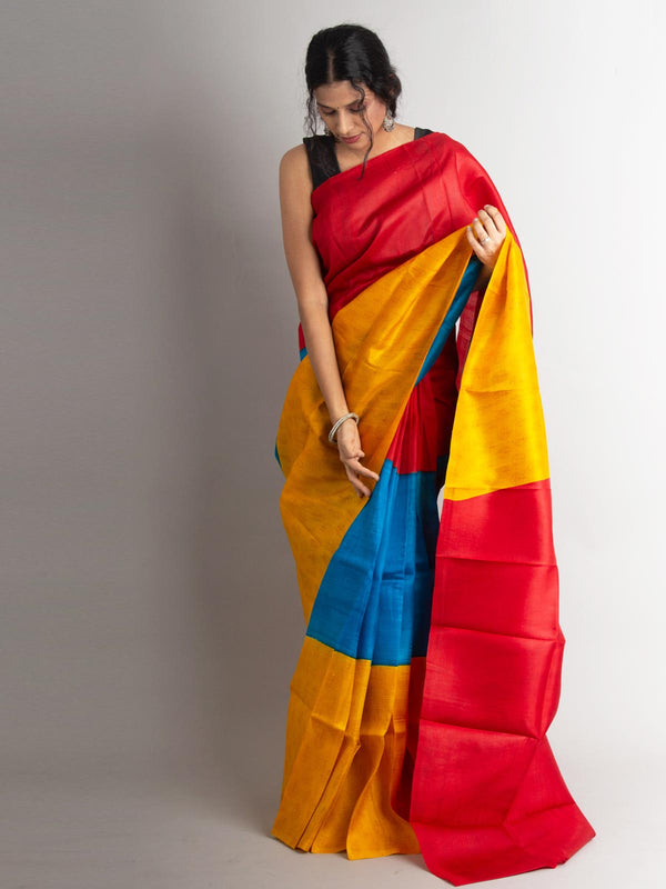 Three Ply Murshidabad Pure Silk Saree with Blouse Piece - 0580 Saree Riya's Collection