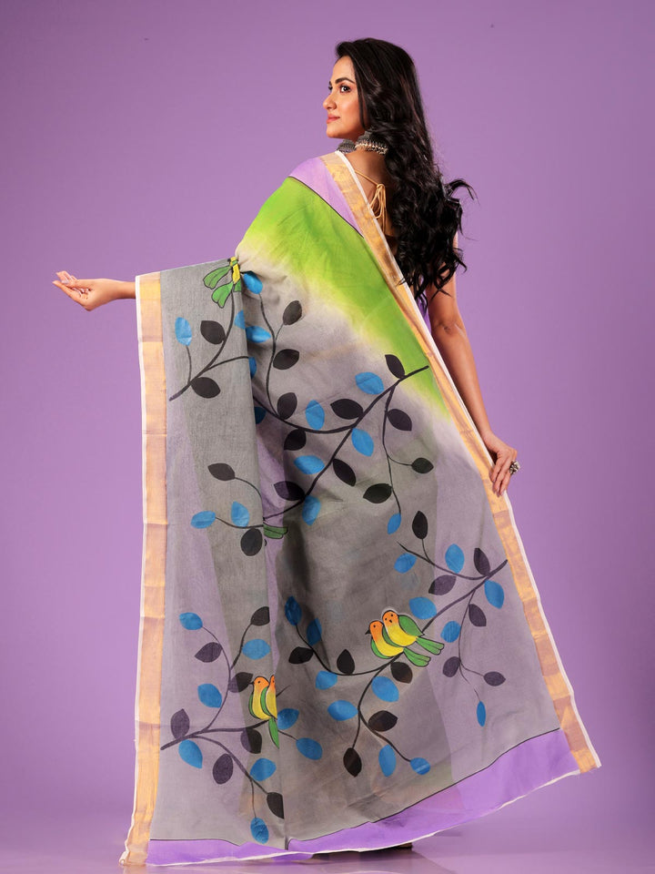 Kerala Cotton Hand Painted Saree with Blouse Piece - 0624 Saree AEVUM