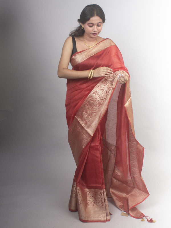 Silk Linen Banarasi Handloom Saree With Silk Mark - 0699 Saree Sarala Devi