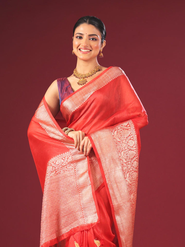 Silk Linen Banarasi Handloom Saree - 0700 Saree AEVUM