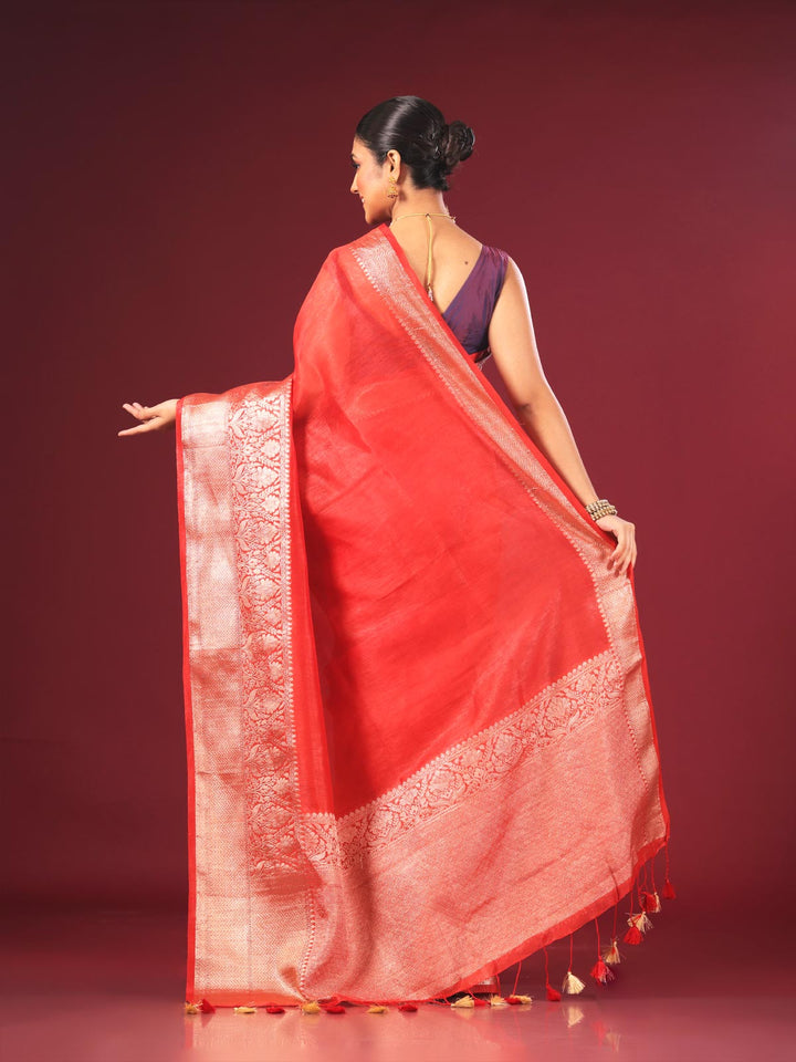 Silk Linen Banarasi Handloom Saree - 0700 Saree AEVUM