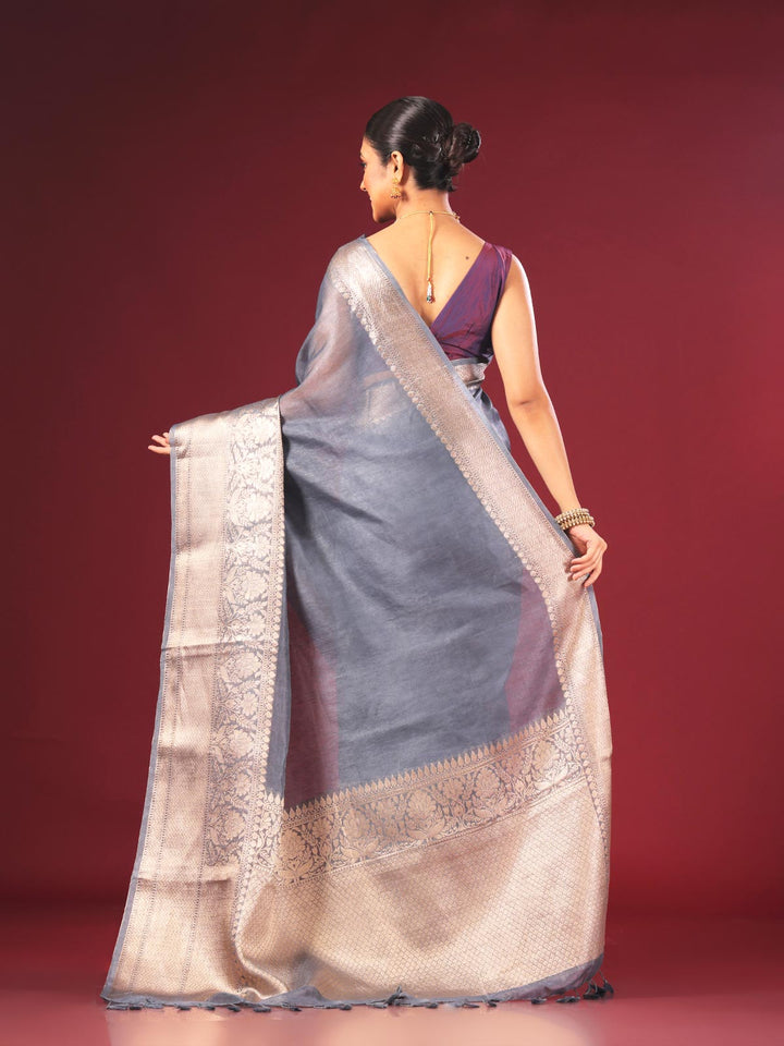 Silk Linen Banarasi Handloom Saree - 0701 Saree AEVUM