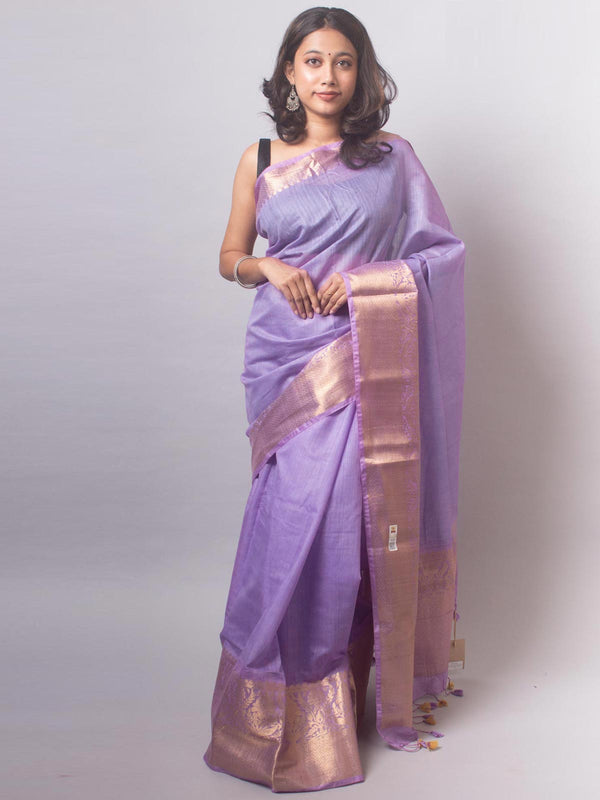 Silk Linen Banarasi Handloom Saree With Silk Mark - 0702 Saree AEVUM