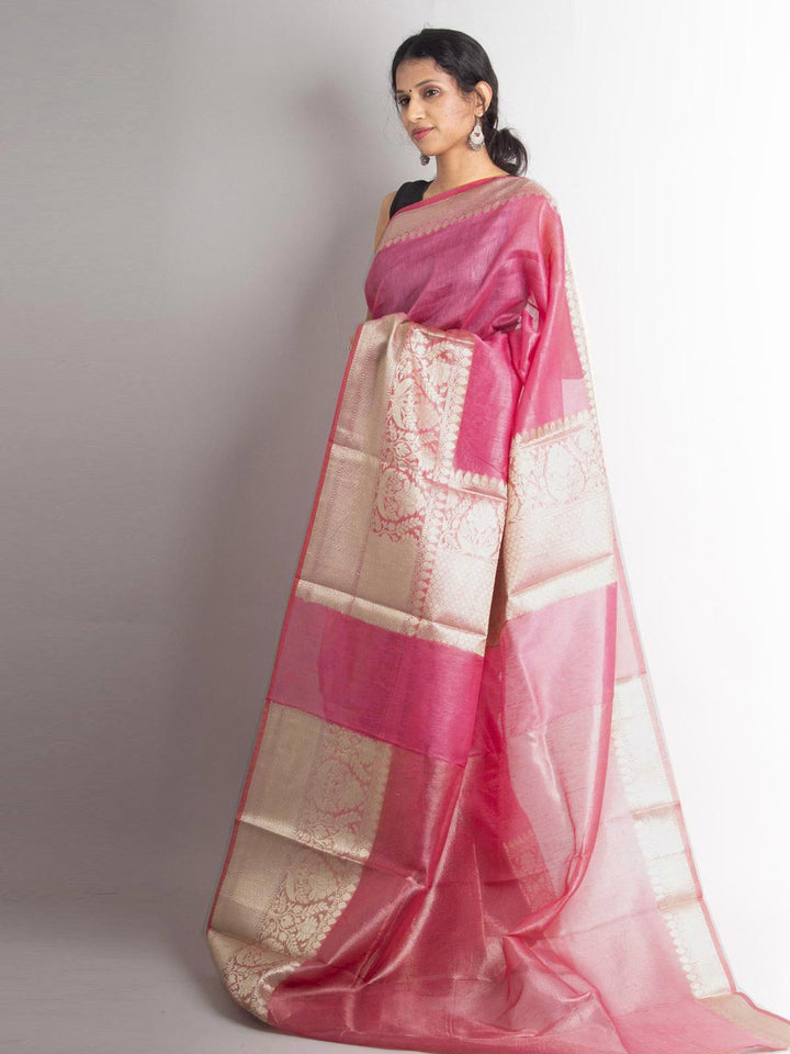 Silk Linen Banarasi Handloom Saree With Silk Mark - 0703 Saree AEVUM