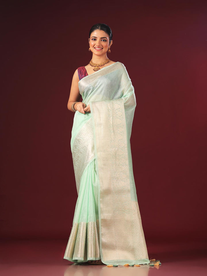 Silk Linen Banarasi Handloom Saree - 0705 Saree AEVUM