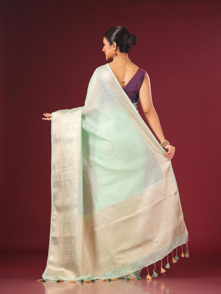 Silk Linen Banarasi Handloom Saree - 0705 Saree AEVUM