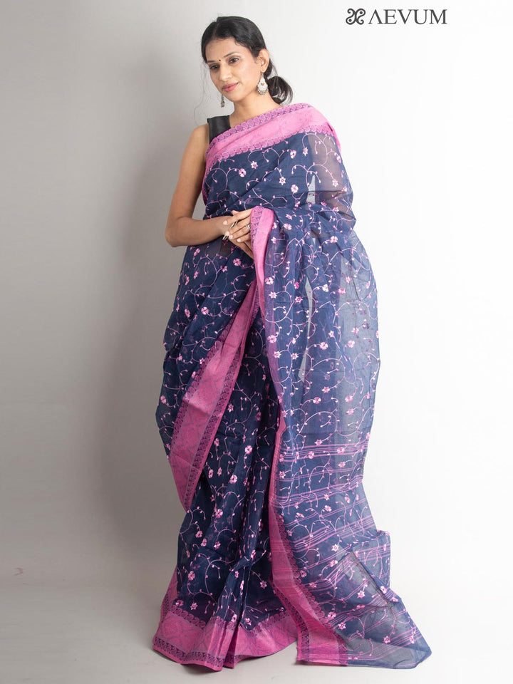 Bengal Cotton Tant Saree with Embroidery - 0723 Saree AEVUM